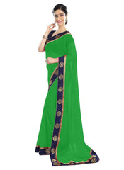 Generic Women's Chiffon Saree (Green, 5-6 Mtrs)