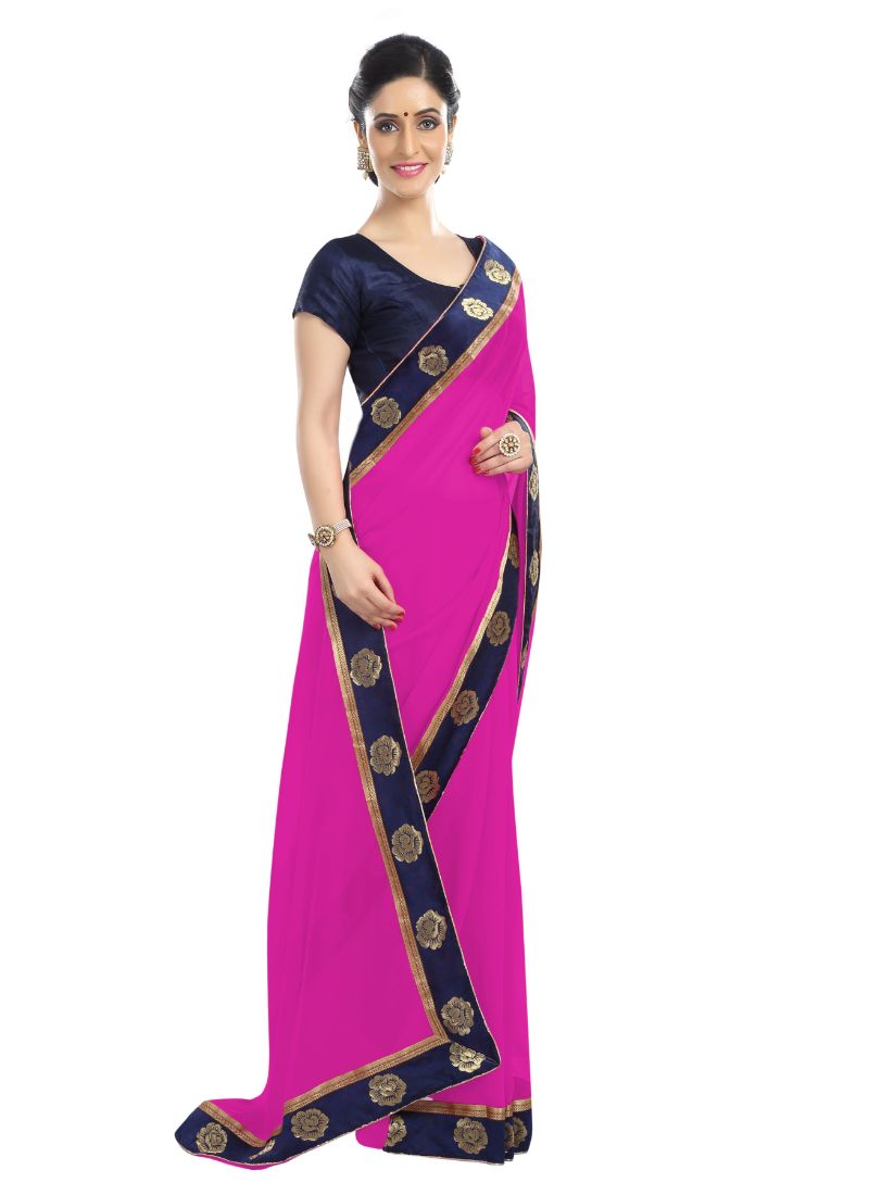 Generic Women's Chiffon Saree (Pink, 5-6 Mtrs)