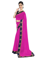 Generic Women's Chiffon Saree (Pink, 5-6 Mtrs)