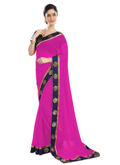 Generic Women's Chiffon Saree (Pink, 5-6 Mtrs)