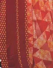 Georgette Digital Printed Saree With Blouse Red
