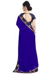 Generic Women's Chiffon Saree (Royal Blue, 5-6