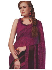 Georgette Digital Printed Saree With Blouse Purple