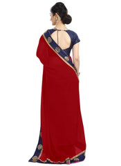 Generic Women's Chiffon Saree (Red, 5-6 Mtrs)