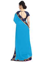 Generic Women's Chiffon Saree (Sky, 5-6 Mtrs)