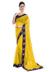 Generic Women's Chiffon Saree (Yellow, 5-6 Mtrs)