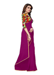 Generic Women's Chiffon Saree (Dark Pink, 5-6