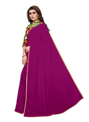 Generic Women's Chiffon Saree (Dark Pink, 5-6