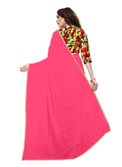 Generic Women's Chiffon Saree (Peach, 5-6 Mtrs)
