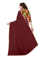 Generic Women's Chiffon Saree (Maroon, 5-6 Mtrs)