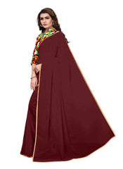 Generic Women's Chiffon Saree (Maroon, 5-6 Mtrs)
