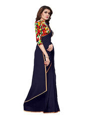 Generic Women's Chiffon Saree (Navy Blue, 5-6