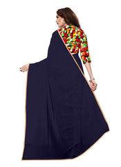 Generic Women's Chiffon Saree (Navy Blue, 5-6