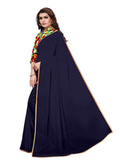 Generic Women's Chiffon Saree (Navy Blue, 5-6