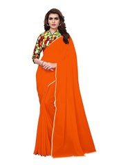 Generic Women's Chiffon Saree (Orange, 5-6 Mtrs)