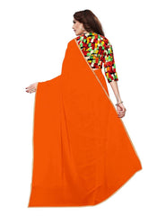 Generic Women's Chiffon Saree (Orange, 5-6 Mtrs)