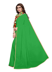 Generic Women's Chiffon Saree (Green, 5-6 Mtrs)