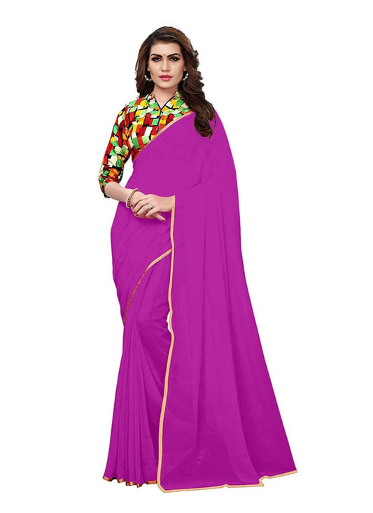 Generic Women's Chiffon Saree (Pink, 5-6 Mtrs)