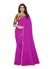 Generic Women's Chiffon Saree (Pink, 5-6 Mtrs)