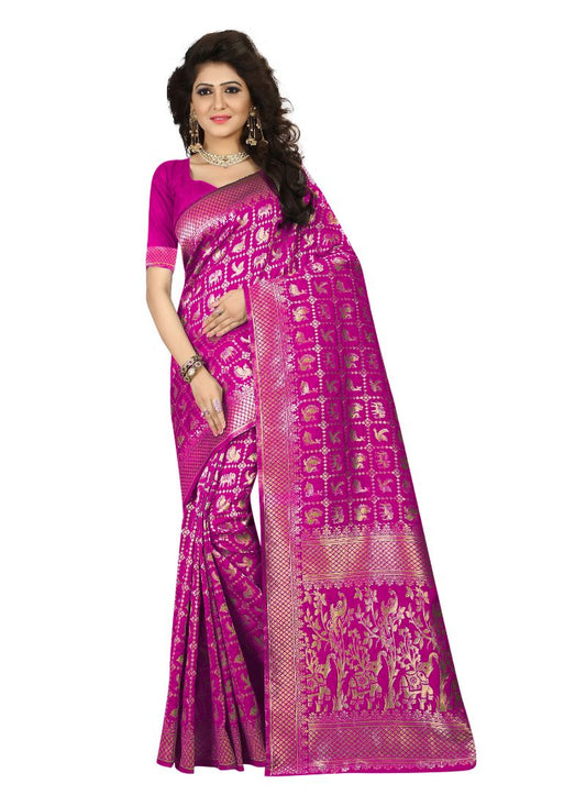 Generic Women's Jacquard Art silk Saree with