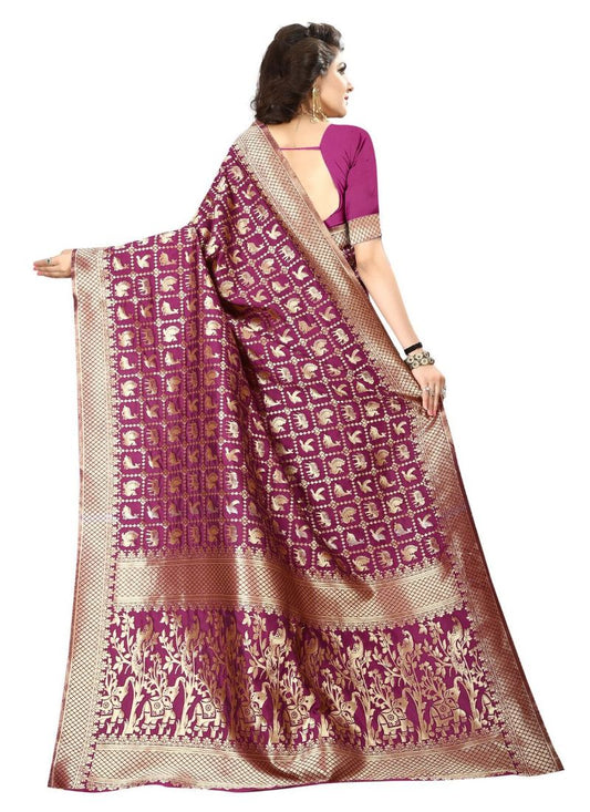 Generic Women's Jacquard Art silk Saree with