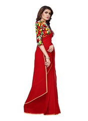 Generic Women's Chiffon Saree (Red, 5-6 Mtrs)