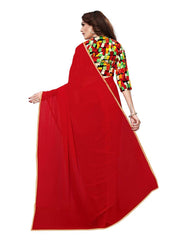 Generic Women's Chiffon Saree (Red, 5-6 Mtrs)