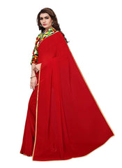 Generic Women's Chiffon Saree (Red, 5-6 Mtrs)