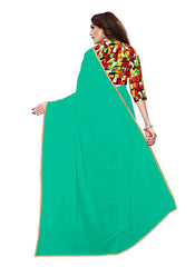 Generic Women's Chiffon Saree (Sea Green, 5-6