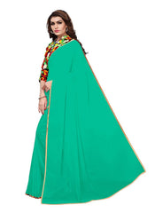 Generic Women's Chiffon Saree (Sea Green, 5-6