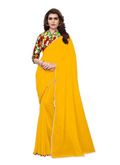 Generic Women's Chiffon Saree (Yellow, 5-6 Mtrs)