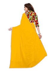 Generic Women's Chiffon Saree (Yellow, 5-6 Mtrs)