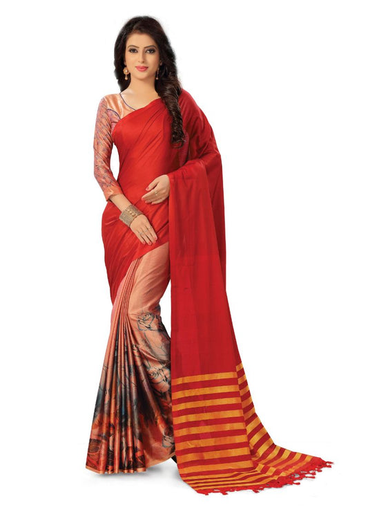 Generic Women's Handloom Cotton Soft Silk Saree