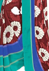 Georgette Digital Saree With Blouse-Brown