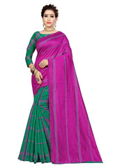 Generic Women's Polyester Cotton Saree with Blouse