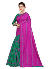 Generic Women's Polyester Cotton Saree with Blouse