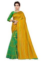 Generic Women's Polyester Cotton Saree with Blouse