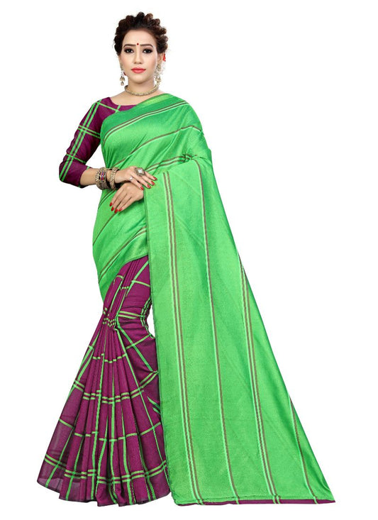 Generic Women's Polyester Cotton Saree with Blouse