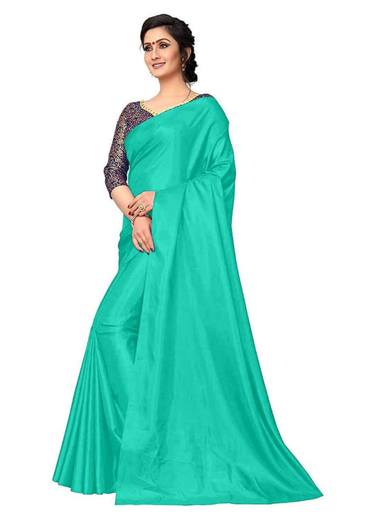 Generic Women's Zoya Silk Saree (Sea Green, 5-6