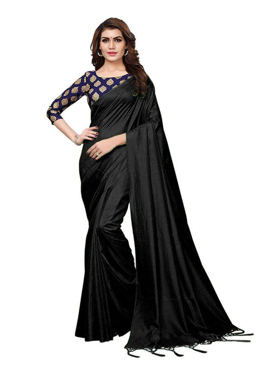 Generic Women's Zoya Silk Saree (Black, 5-6 Mtrs)