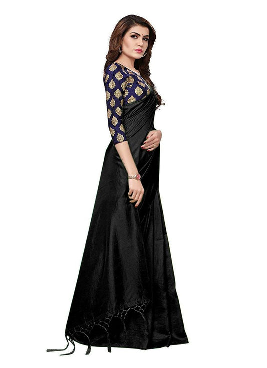 Generic Women's Zoya Silk Saree (Black, 5-6 Mtrs)