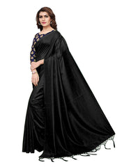 Generic Women's Zoya Silk Saree (Black, 5-6 Mtrs)