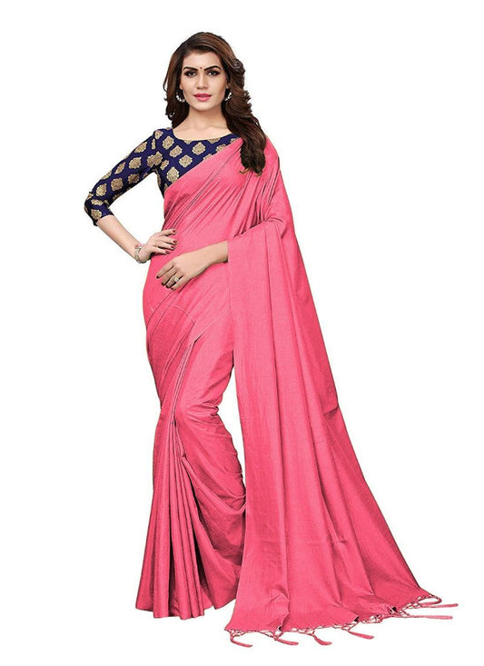 Generic Women's Zoya Silk Saree (Peach, 5-6 Mtrs)