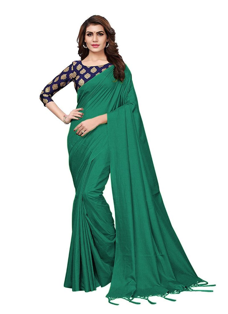 Generic Women's Zoya Silk Saree (Green, 5-6 Mtrs)