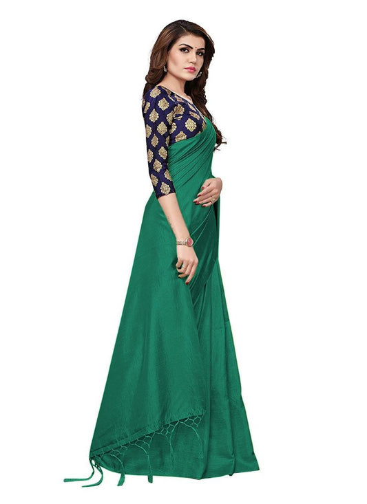 Generic Women's Zoya Silk Saree (Green, 5-6 Mtrs)