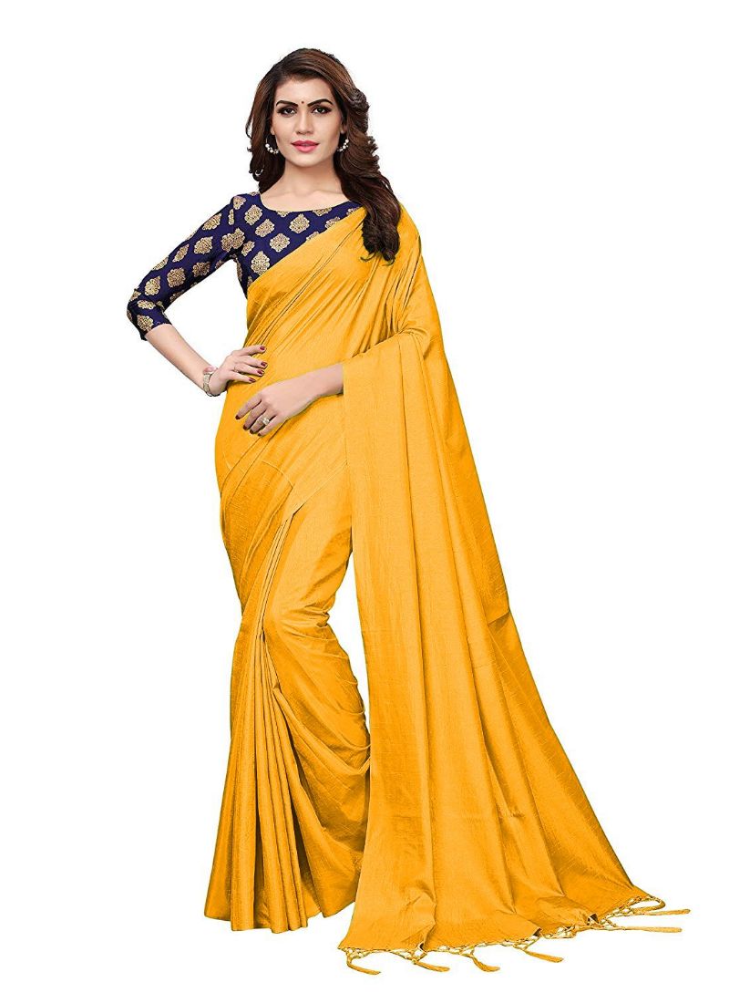 Generic Women's Zoya Silk Saree (Mustard, 5-6