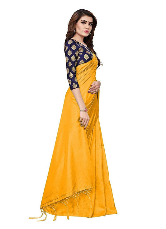 Generic Women's Zoya Silk Saree (Mustard, 5-6