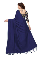 Generic Women's Zoya Silk Saree (Navy Blue, 5-6