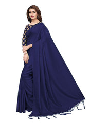 Generic Women's Zoya Silk Saree (Navy Blue, 5-6