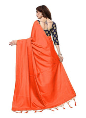 Generic Women's Zoya Silk Saree (Orange, 5-6 Mtrs)